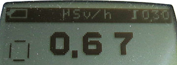 Radiation monitor: 0.67 &mu;Sv/h